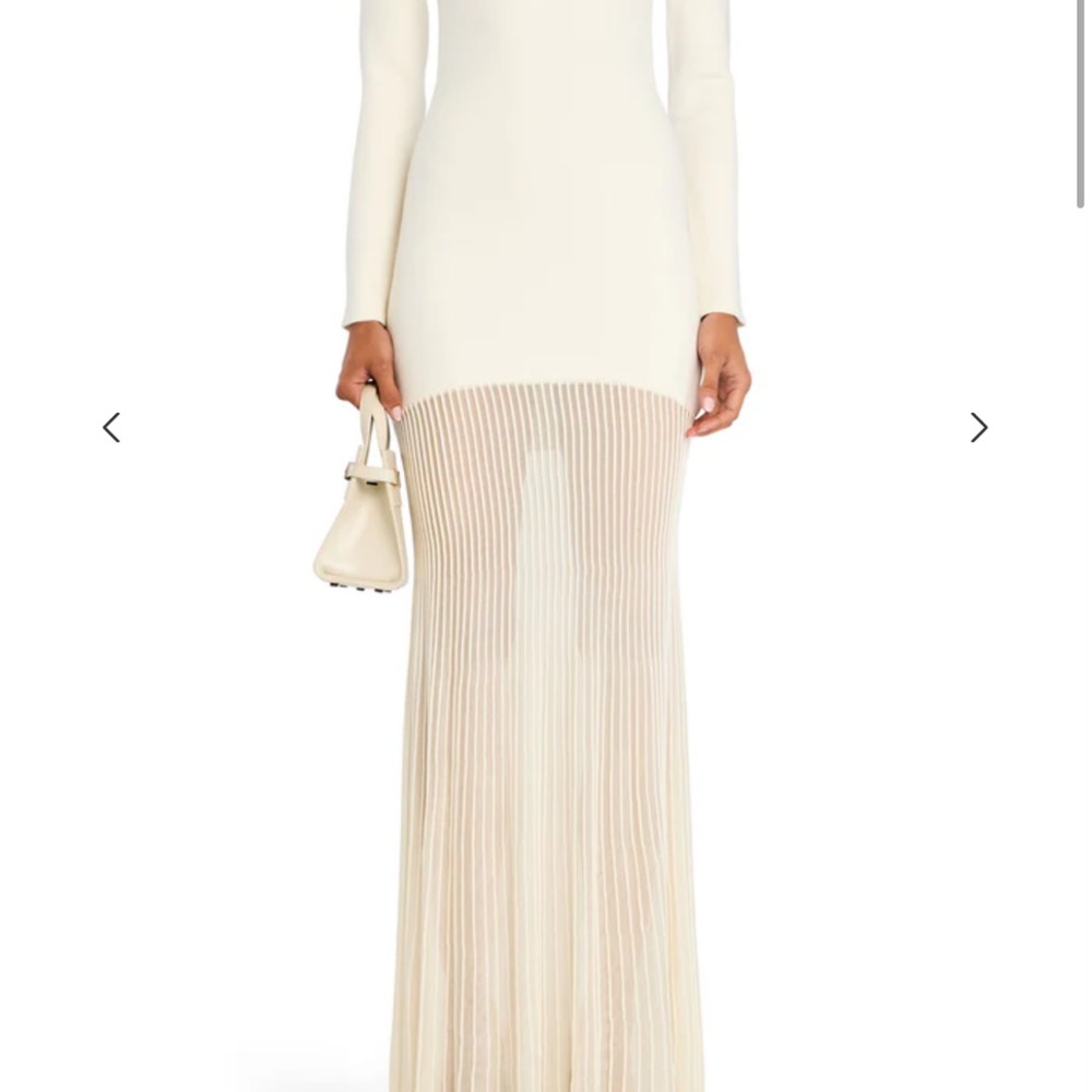 SER.O.YA Cream Long Sleeve Asymmetrical Maxi Dress